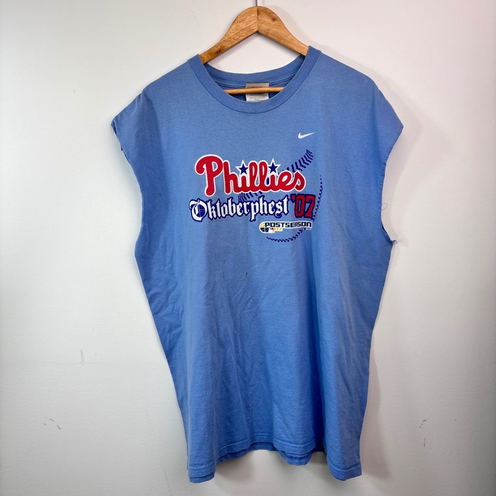 2007 Nike Philadelphia Phillies Oktoberphest Postseason Shirt XL Cutoff Y2K